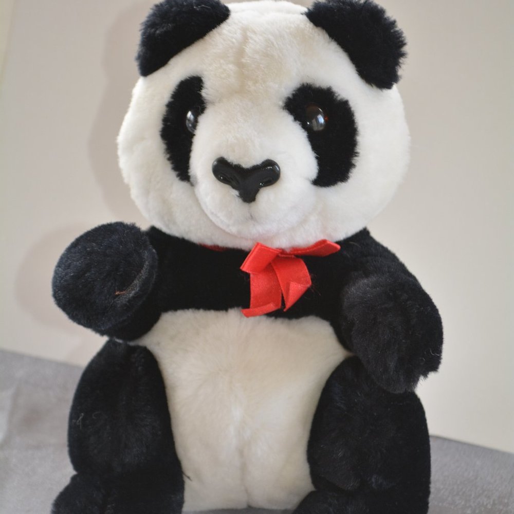 R. Dakin 1987 Panda Bear Teddy Plush Lovey 10"
